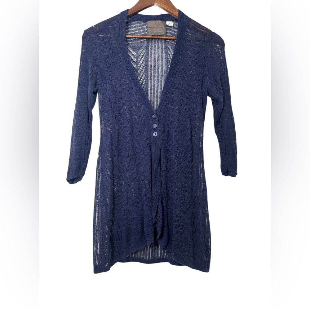 Guinevere Anthropologie Medium Linen Open Knit Cardigan Duster Vampire Diaries